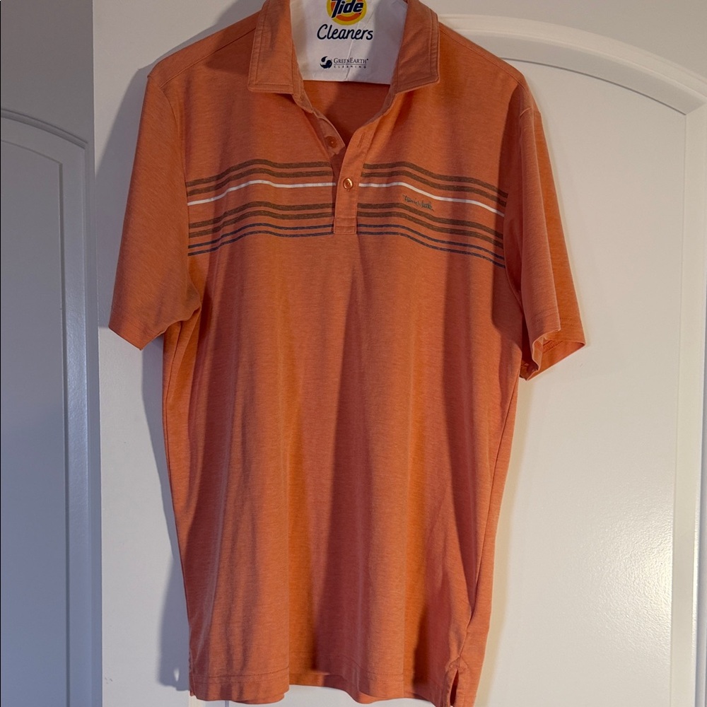 Travis Mathew Orange Polo with Stripes